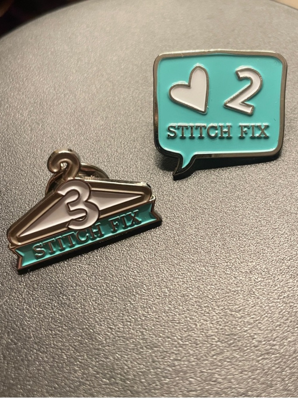 Stitch Fix Enamel Employee Pins - Turquoise Heart & Hanger Set